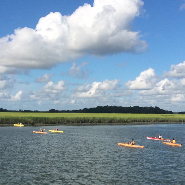 Kayak tour crossing Folly Creek