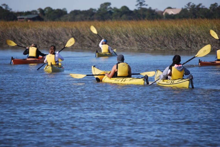 Kayak group in the marsh