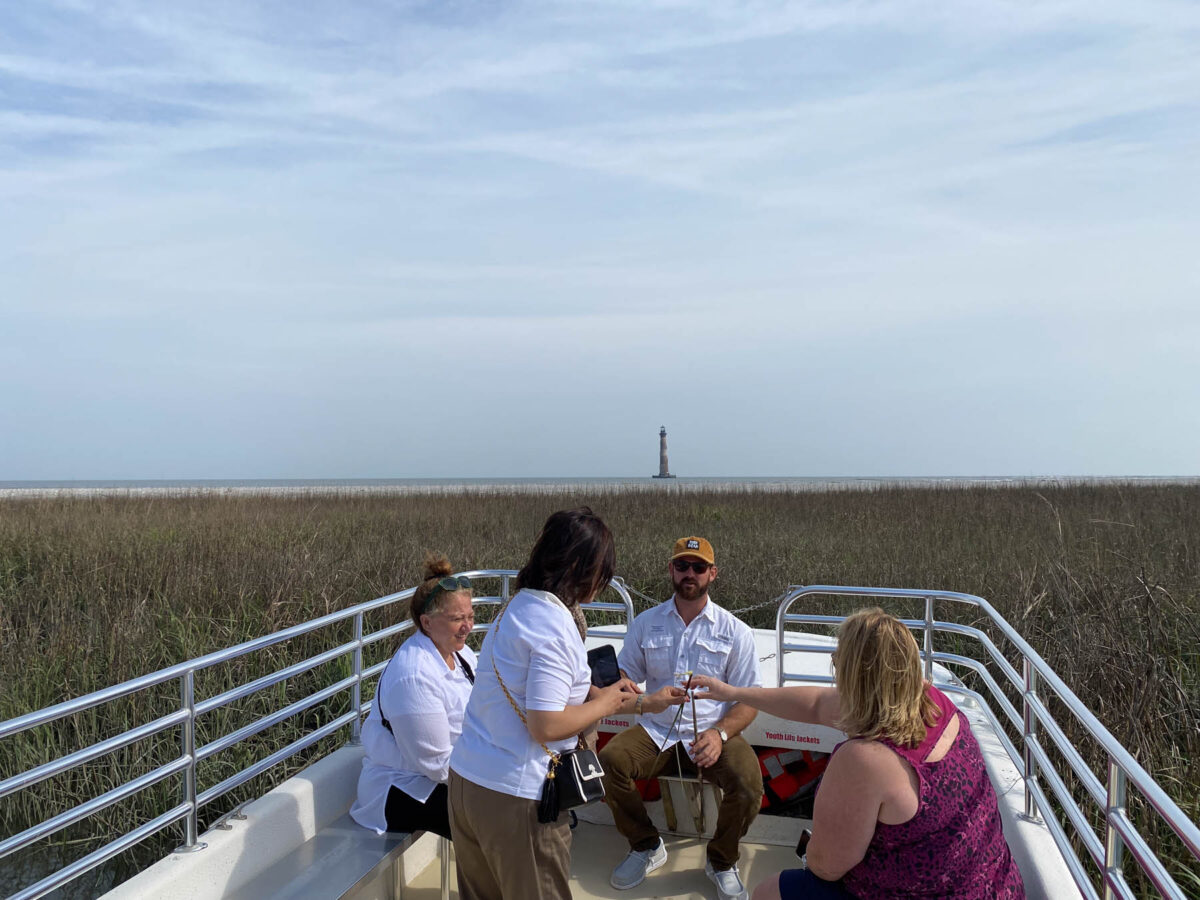 View of lighthouse from OBX tv series on COA boat tour. 