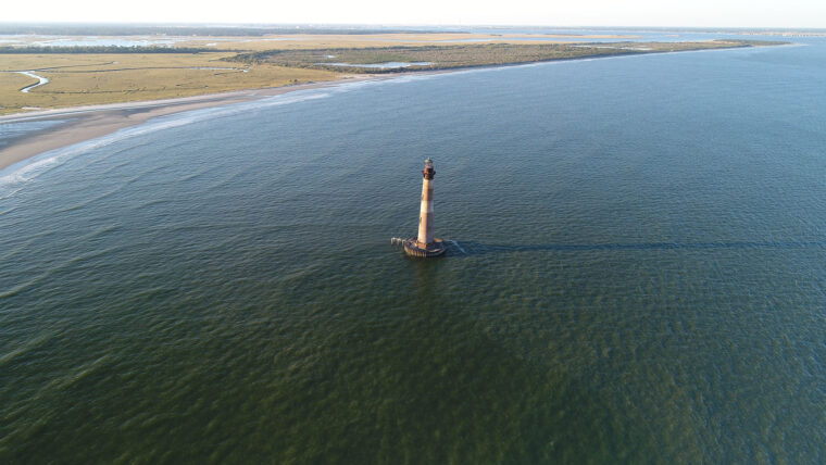 boat tour in charleston sc lighthouse as seen from the air